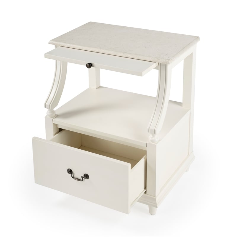 Butler Specialty Danielle Marble Nightstand In White