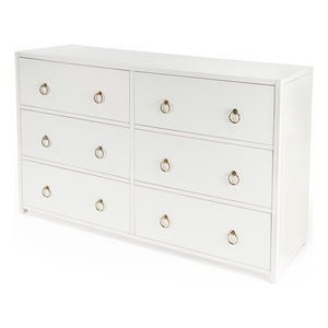 butler lark white wood 6 drawer chest
