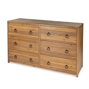 butler lark natural wood 6 drawer chest