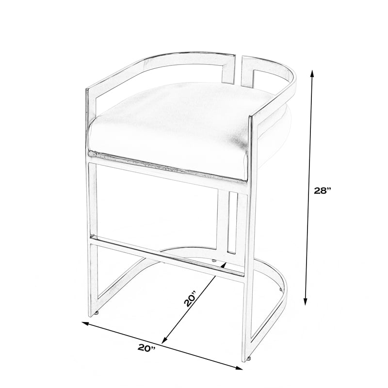 Butler Specialty Clarence Rose Gold & White Faux Leather Counter Stool