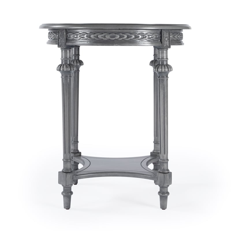 Butler Hellinger Round Gray Wood Lamp Table