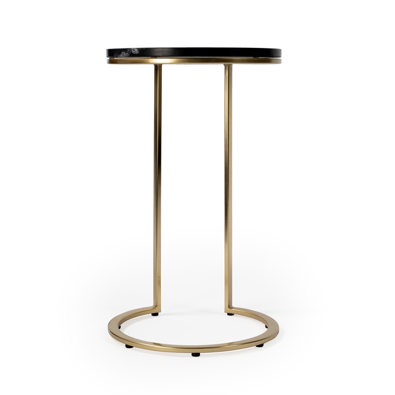 Butler Specialty Transitional Shounderia Marble Accent Table In Black And Gold
