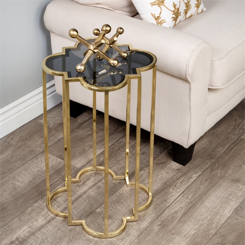 Butler Specialty Modern Auroria Stainless Steel Accent Table in Black/Gold