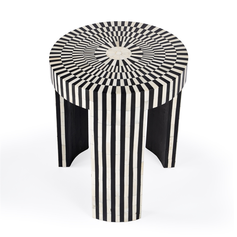 Butler Specialty Transitional Rimma Bone Inlay Side Table In Black And White