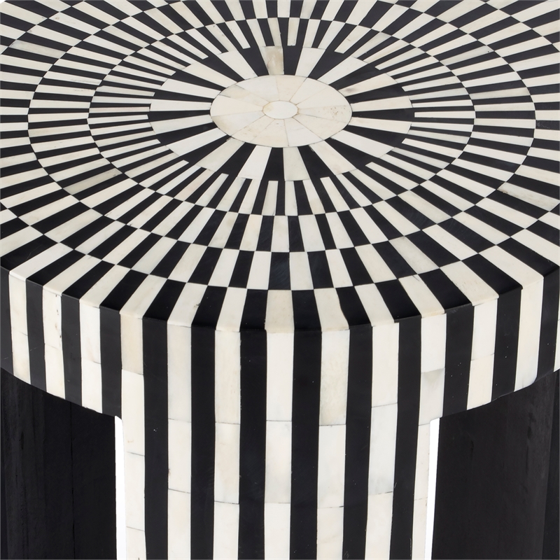 Butler Specialty Transitional Rimma Bone Inlay Side Table In Black And White