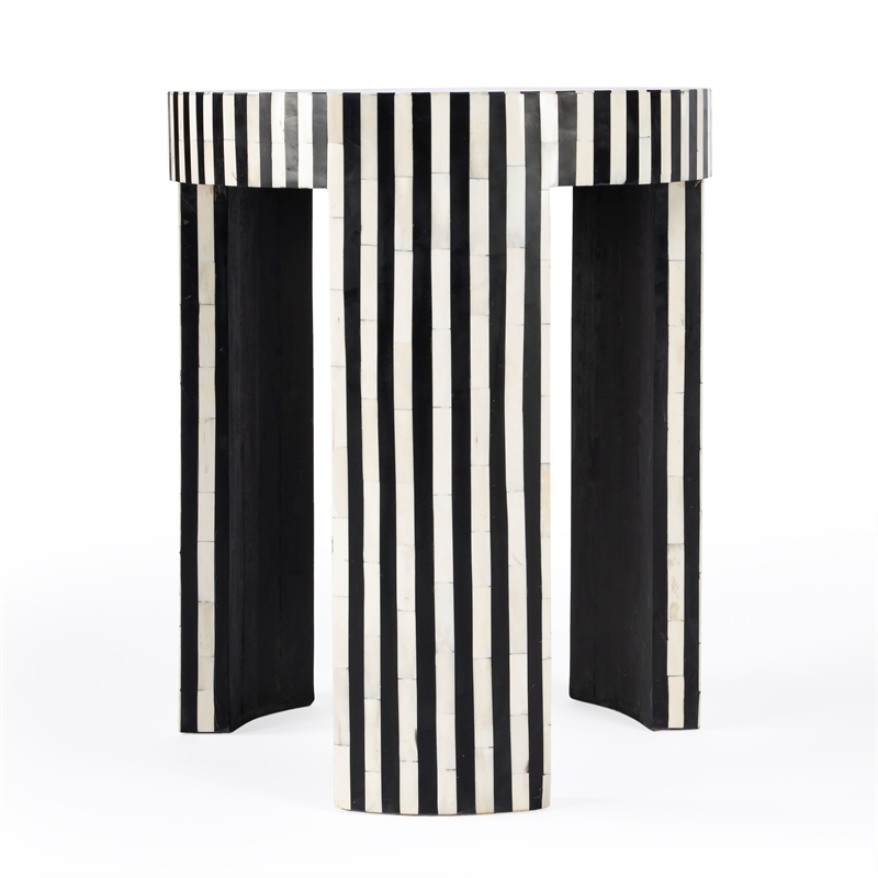 Butler Specialty Transitional Rimma Bone Inlay Side Table In Black And White