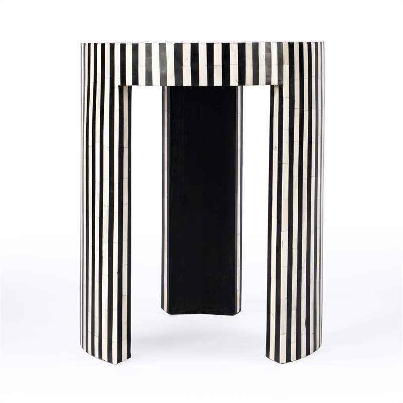 Butler Specialty Transitional Rimma Bone Inlay Side Table In Black And White