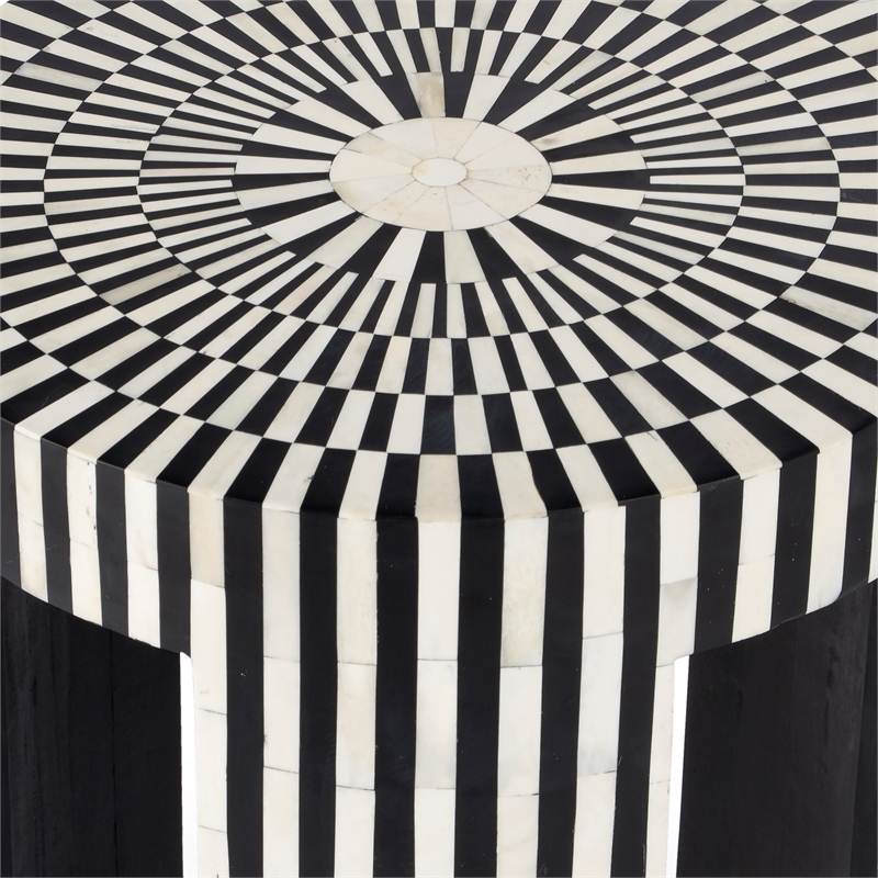 Butler Specialty Transitional Rimma Bone Inlay Side Table In Black And White