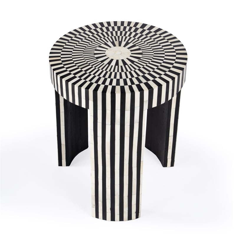 Butler Specialty Transitional Rimma Bone Inlay Side Table In Black And White