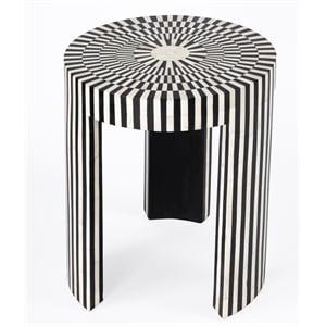 Butler Specialty Transitional Rimma Bone Inlay Side Table In Black And White