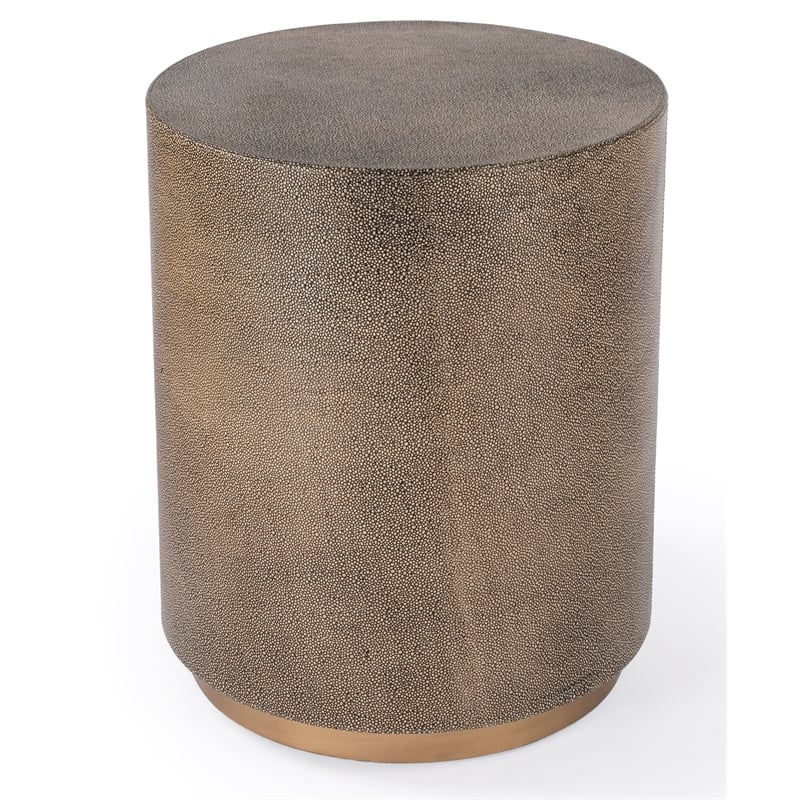 Butler Specialty Modern Olenka Round Leather Accent Table In Gold