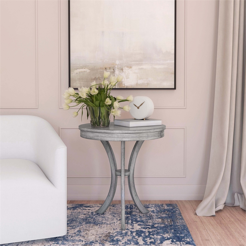 Butler Specialty Gerard Transitional Wood Side Table In Powder Grey Driftwood