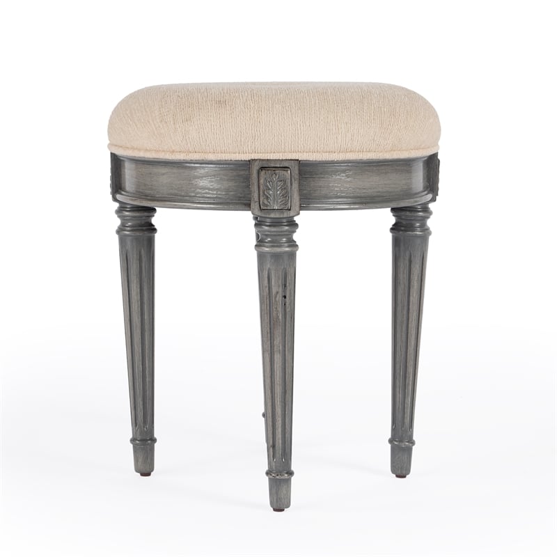 Bernadette Grey Upholstered Vanity Stool