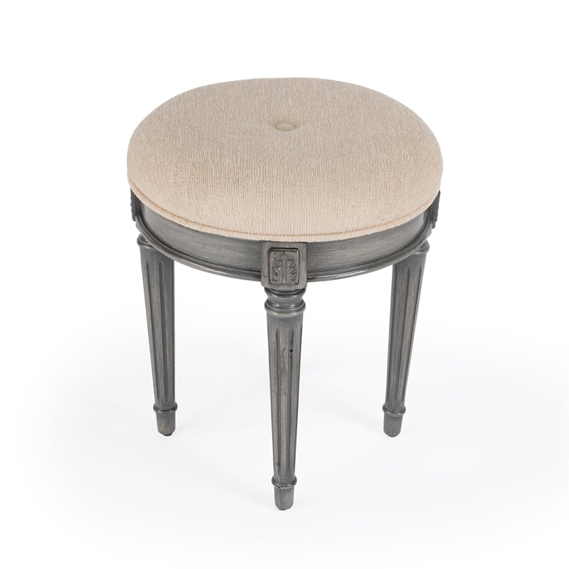 Bernadette Grey Upholstered Vanity Stool