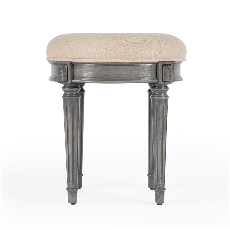 Bernadette Grey Upholstered Vanity Stool