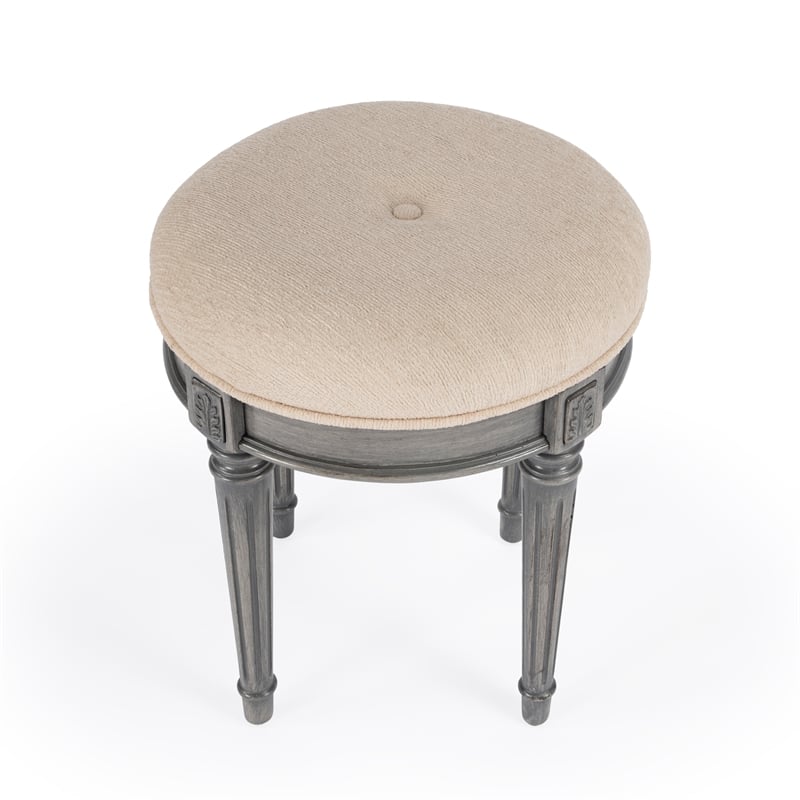 Bernadette Grey Upholstered Vanity Stool