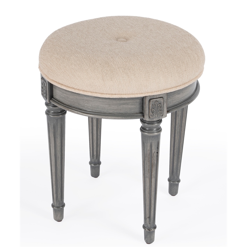 Bernadette Grey Upholstered Vanity Stool