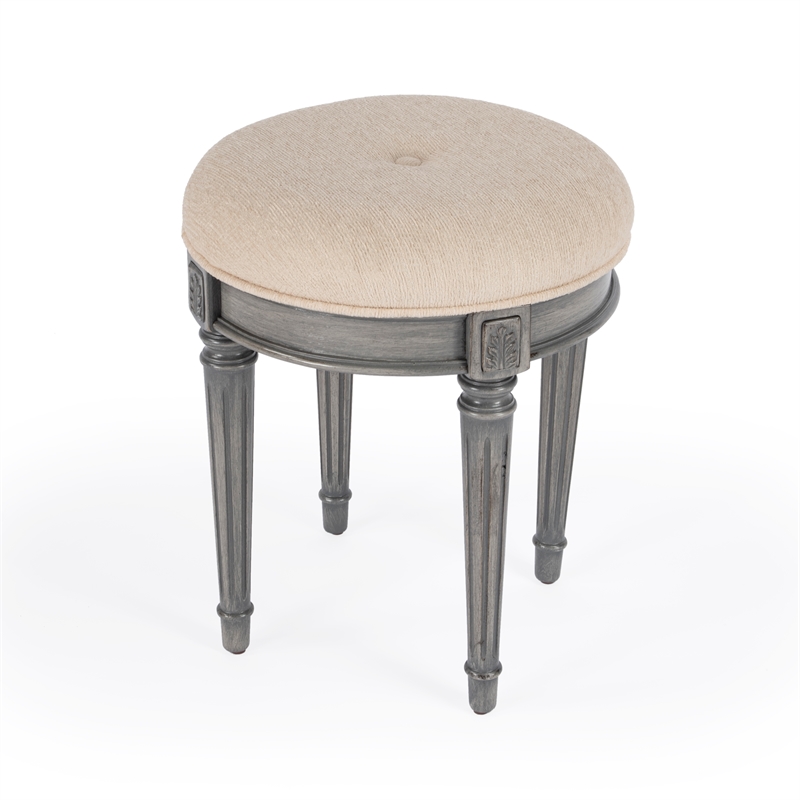 Bernadette Grey Upholstered Vanity Stool