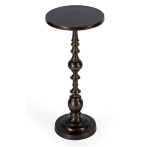 butler specialty darien round bronze aluminum pedestal end table