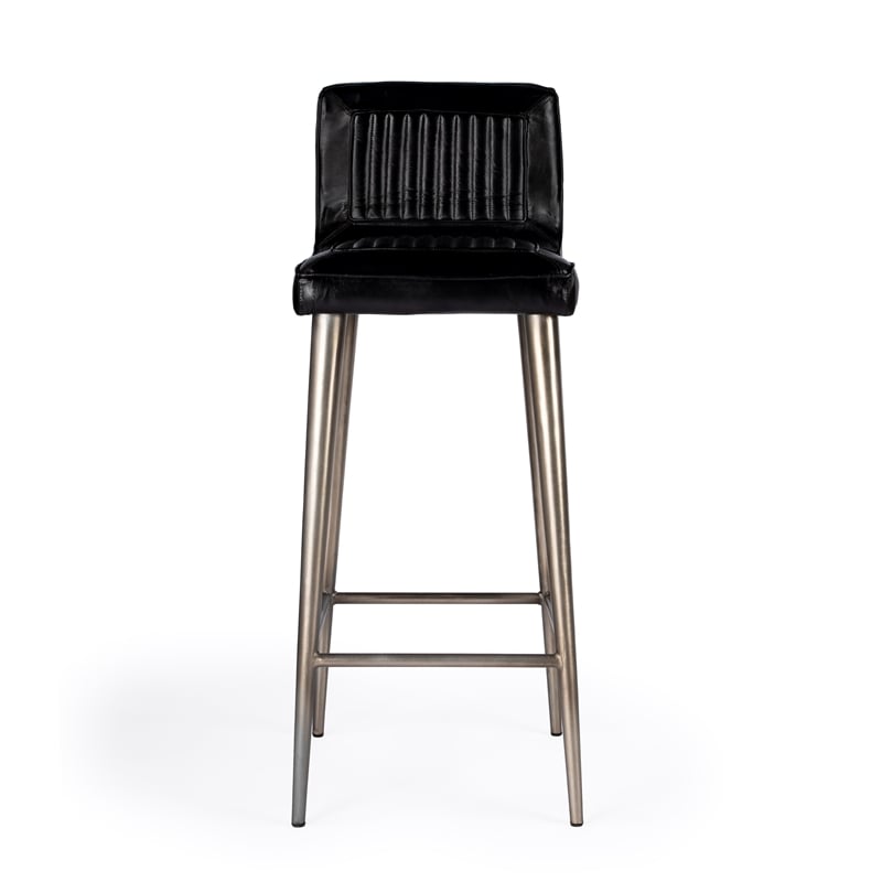 Butler Specialty Maxwell Black Leather Bar Stool