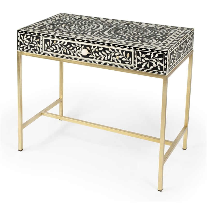 Butler Specialty Perilla Black And White Bone Inlay Writing Desk