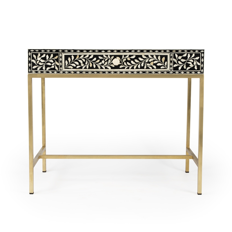 Butler Specialty Perilla Black And White Bone Inlay Writing Desk