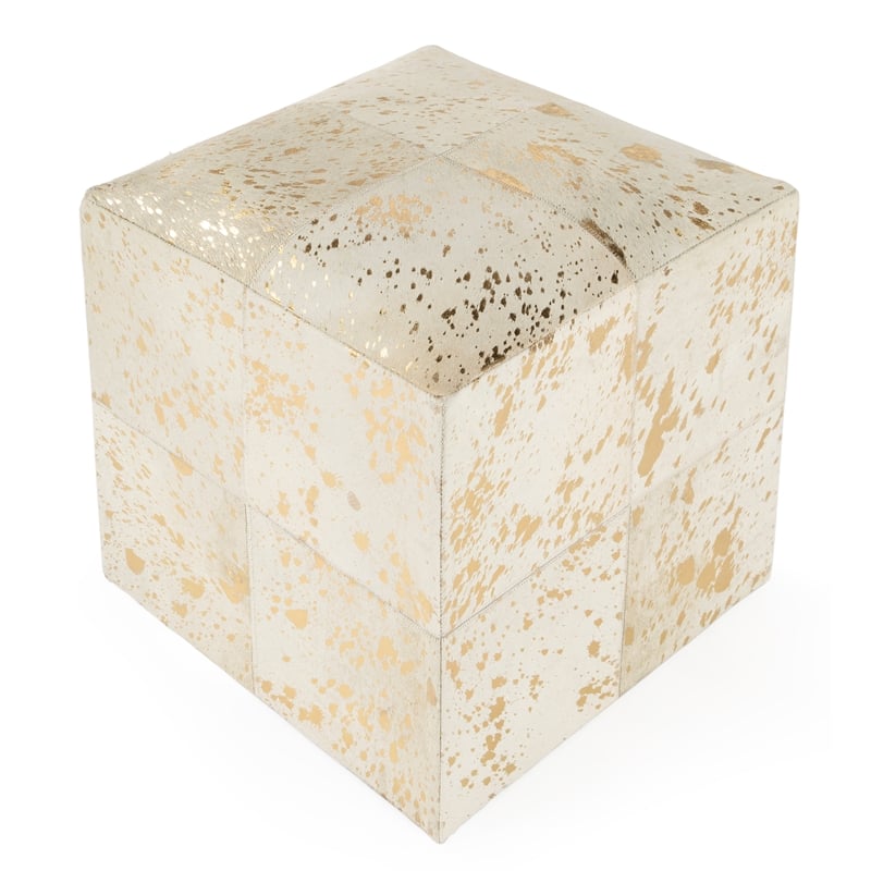 Victorian Hair on Hide with Gold Spots Ottoman