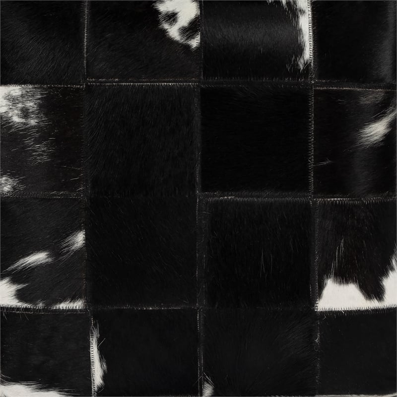 Victorian Hair On Hide Black And White Ottoman