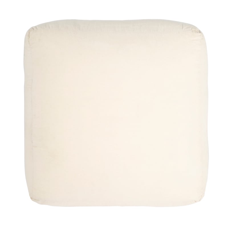 Fernandos Ivory Cotton & Wool Blend Wooven Pouffe