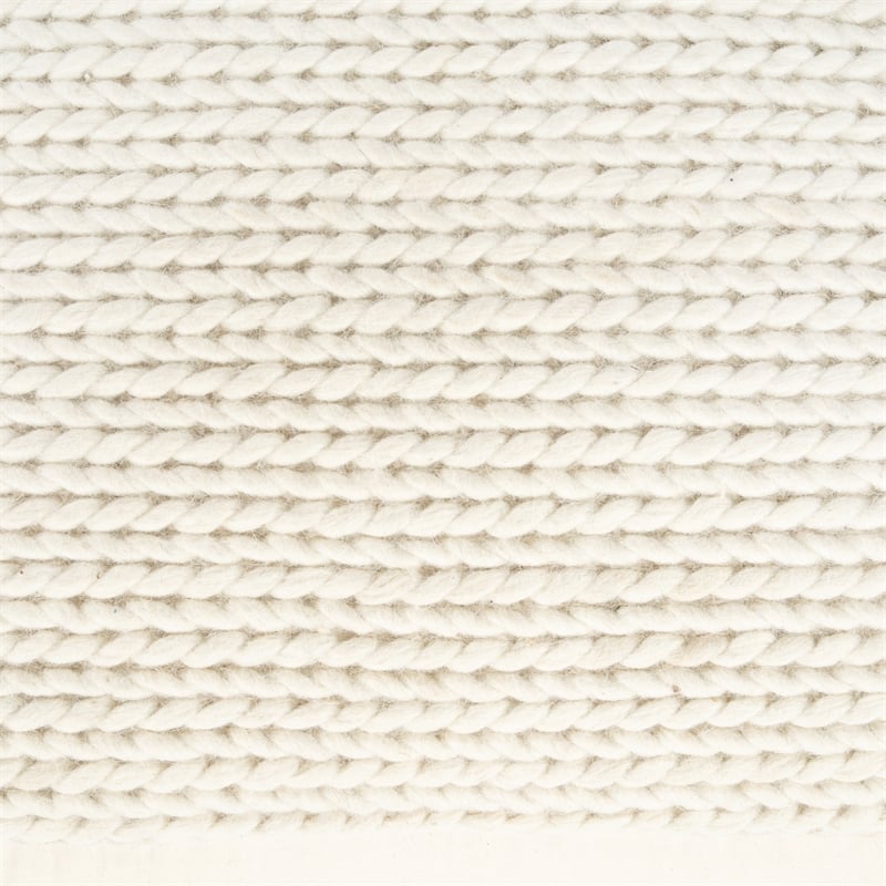 Fernandos Ivory Cotton & Wool Blend Wooven Pouffe