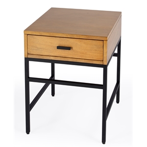 butler specialty hans 1 drawer natural wood and iron end table