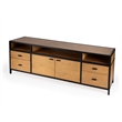 Hans Natural  Wood And Iron Storage Tv Stand