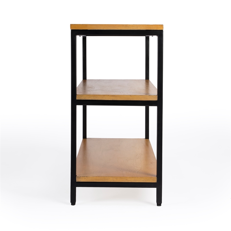 Hans 3 Shelf Wood & Iron Etagere Bookcase