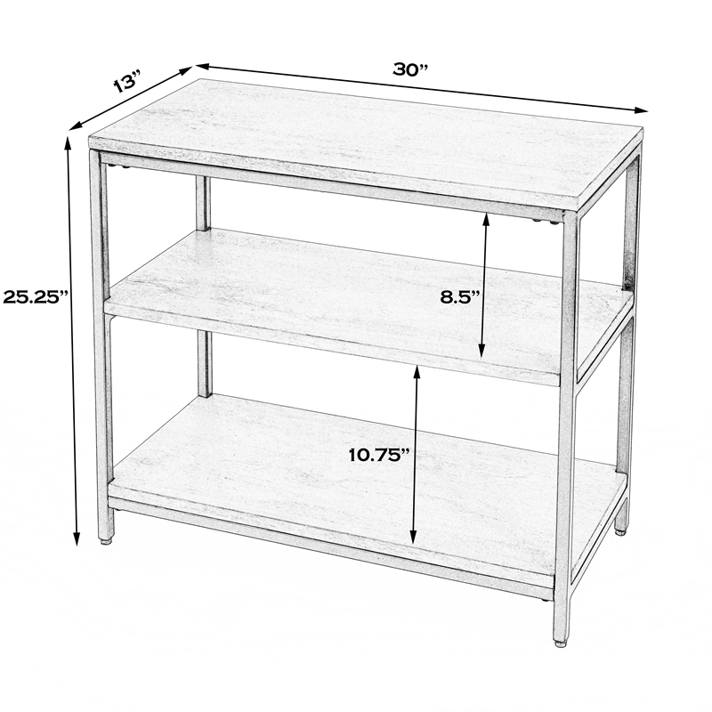 Hans 3 Shelf Wood & Iron Etagere Bookcase