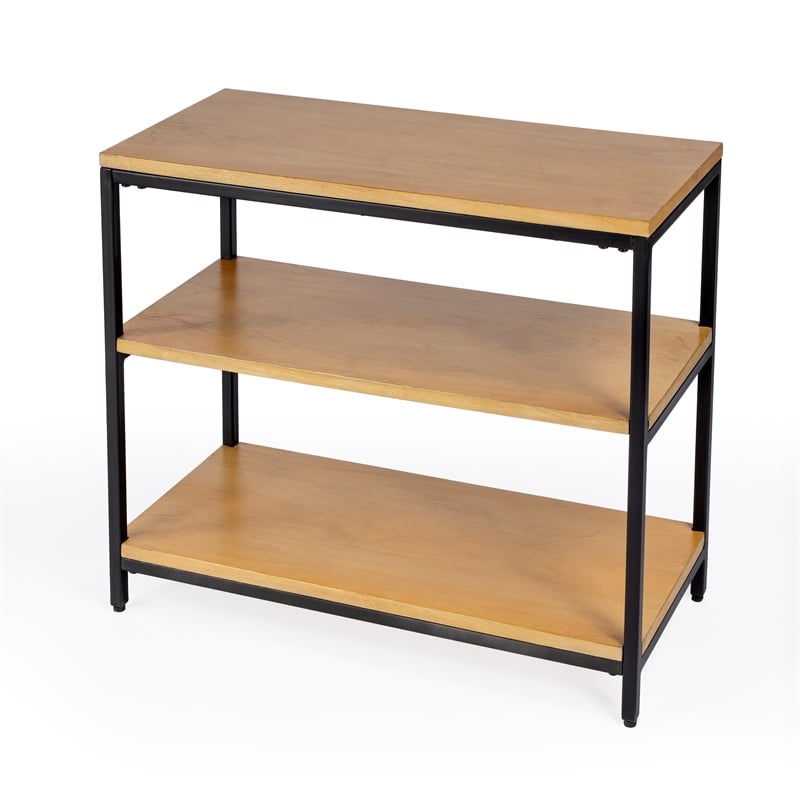 Hans 3 Shelf Wood & Iron Etagere Bookcase