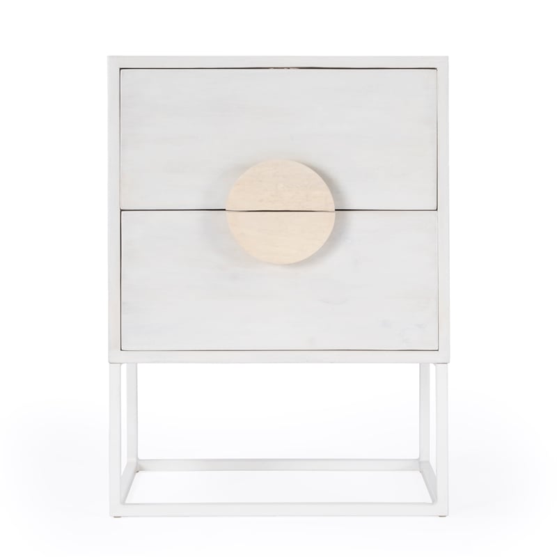 Lennasa White 2 Drawers  Wood End Table