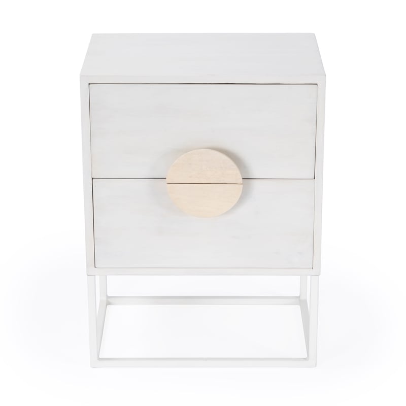 Lennasa White 2 Drawers  Wood End Table