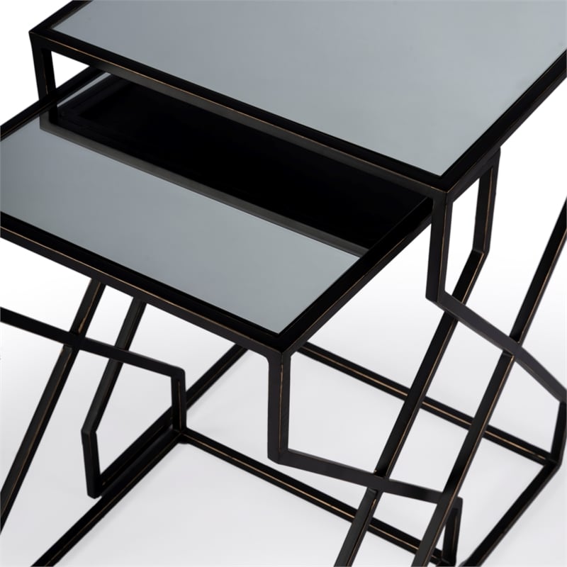 Demi Modern Mirrored Iron Nesting Tables