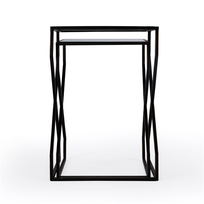 Demi Modern Mirrored Iron Nesting Tables