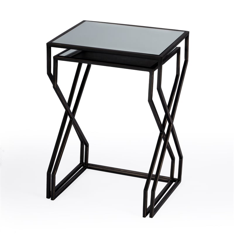 Demi Modern Mirrored Iron Nesting Tables
