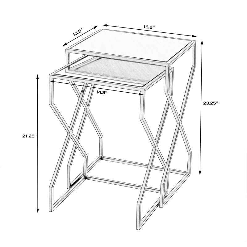 Demi Modern Mirrored Iron Nesting Tables
