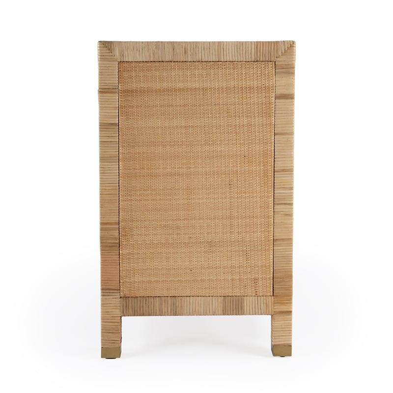 Corfu 6 Drawer Natural Raffia And Wood Double Dresser