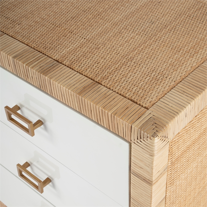Corfu 6 Drawer Natural Raffia And Wood Double Dresser