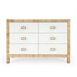 Corfu 6 Drawer Natural Raffia And Wood Double Dresser