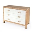 Corfu 6 Drawer Natural Raffia And Wood Double Dresser