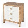 Corfu 3 Drawer Natural And White  Raffia And Wood Chest