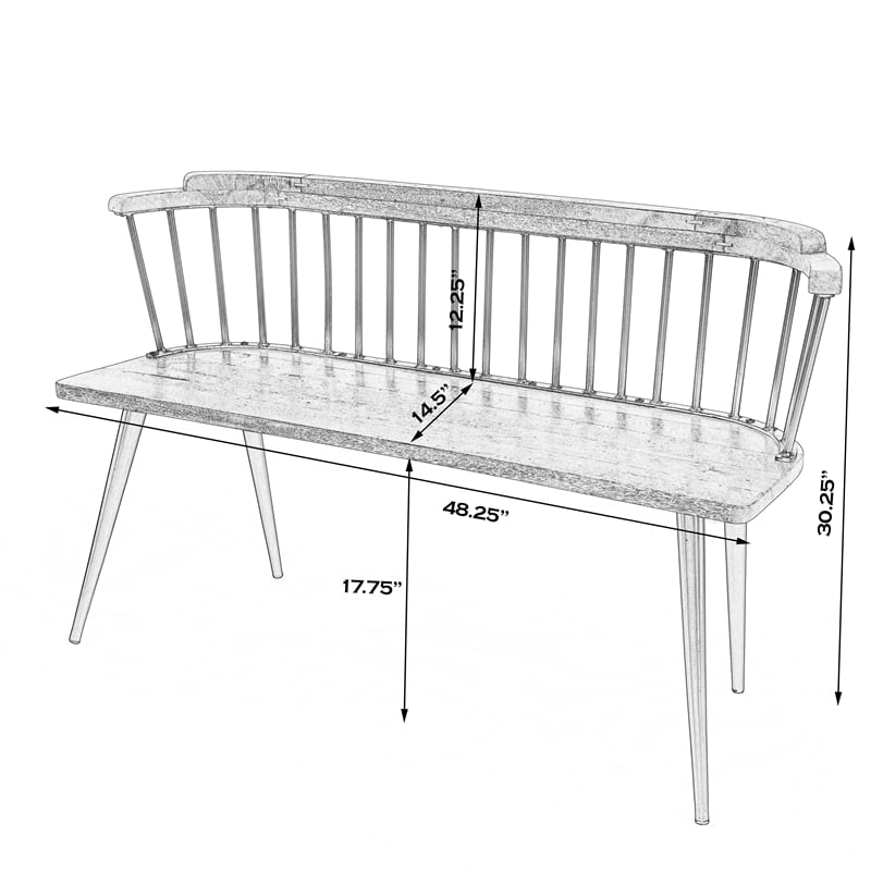 Tempe Spindle Back Wood Bench