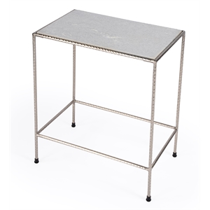isla white marble nickel plated end table