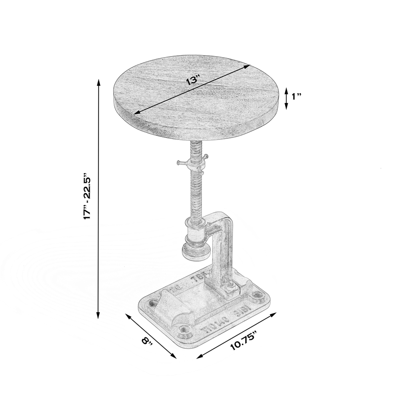 Butler Specialty Ellis Adjustable Pedestal Side Table