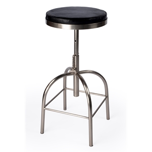 clyde black leather adjustable bar stool
